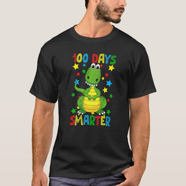100 Days Smarter 100th Day Of School Cute Dinosaur T Shirt (Framsida)