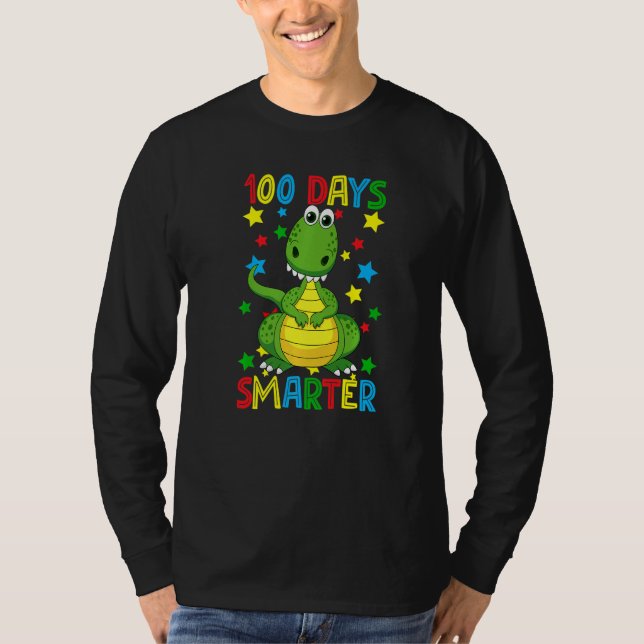 100 Days Smarter 100th Day Of School Cute Dinosaur T Shirt (Framsida)