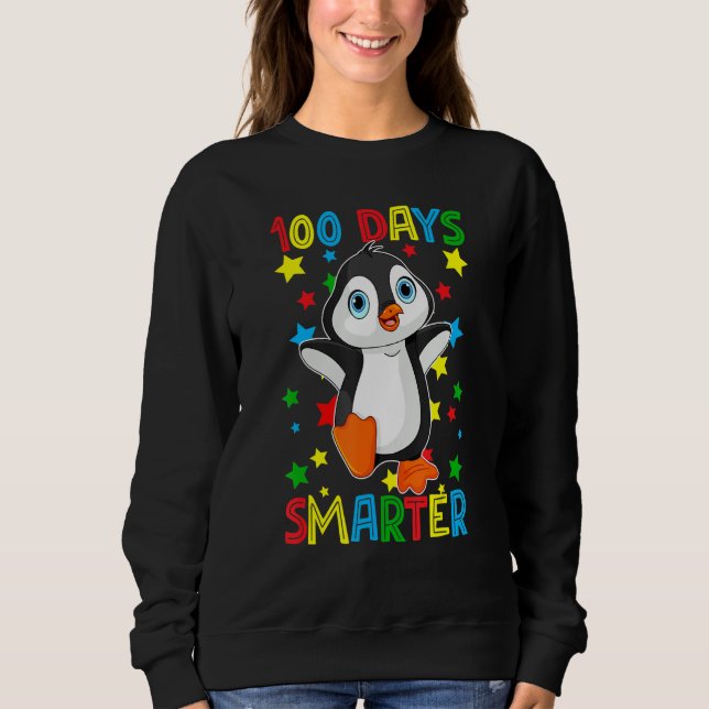 100 Days Smarter 100th Day Of School Cute Penguins T Shirt (Framsida)