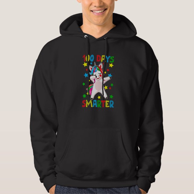 100 Days Smarter 100th Day Of School Cute Unicorn  Hoodie (Framsida)