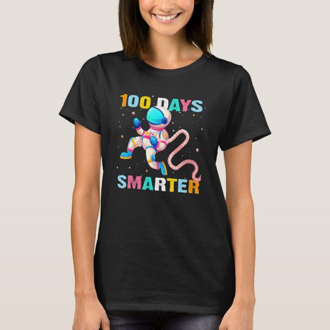 100 Days Smarter 100th Day of School outer Space k T Shirt (Framsida)