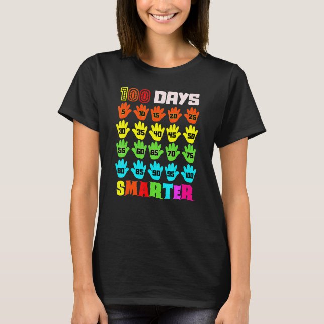 100 Days Smarter 100th Day Of School Teachers Kids T Shirt (Framsida)