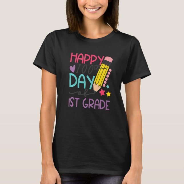 100 Days Smarter 1st Grade Happy 100th Day Of Scho T Shirt (Framsida)