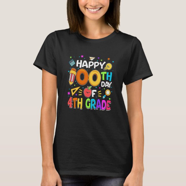 100 Days Smarter 4th Grade 100th Day Of School 4th T Shirt (Framsida)