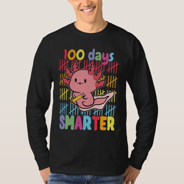 100 Days Smarter Axolotl 100th Day Of School Girls T Shirt (Framsida)