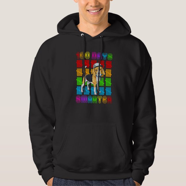 100 Days Smarter Beagle Dog Lovers 100 Days Of Sch Hoodie (Framsida)