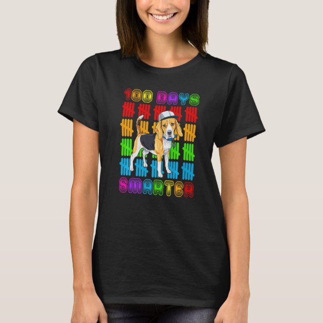 100 Days Smarter Beagle Dog Lovers 100 Days Of Sch T Shirt (Framsida)
