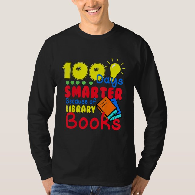 100 Days Smarter Because of Library Books Kids Tea T Shirt (Framsida)