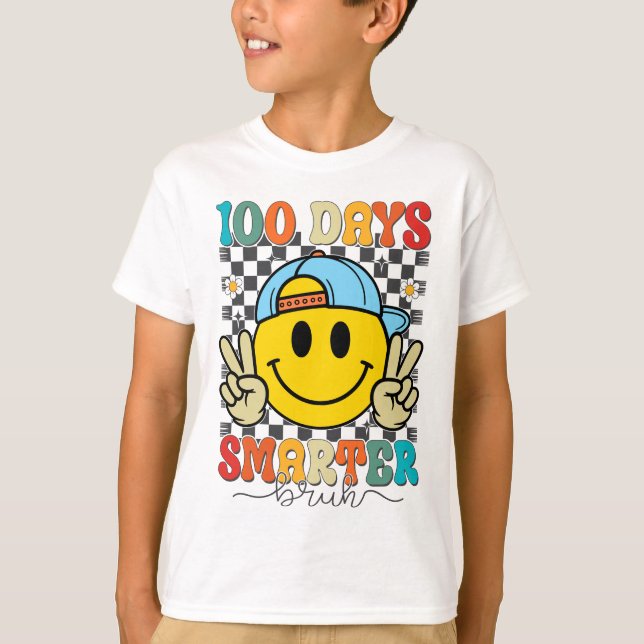 100 Days Smarter Bruh Funny 100 Days Of School T Shirt (Framsida)