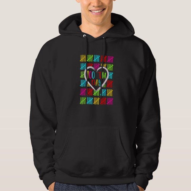 100 Days Smarter Counting Tally Marks 100Th Day Of Hoodie (Framsida)