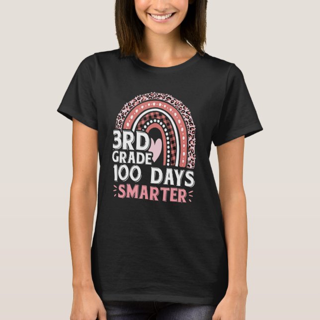 100 Days Smarter Cute 100th Day Of 3rd Grade Rainb T Shirt (Framsida)