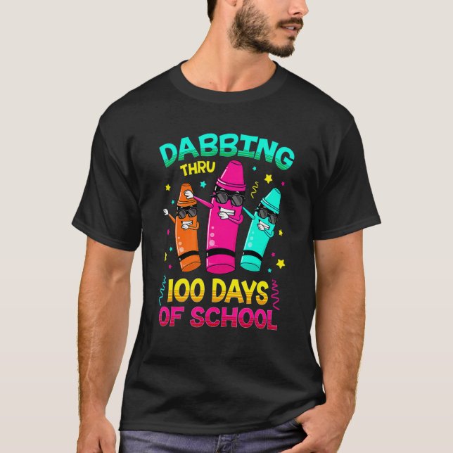 100 Days Smarter Dabbing Crayons Kids 100 Days Sch T Shirt (Framsida)