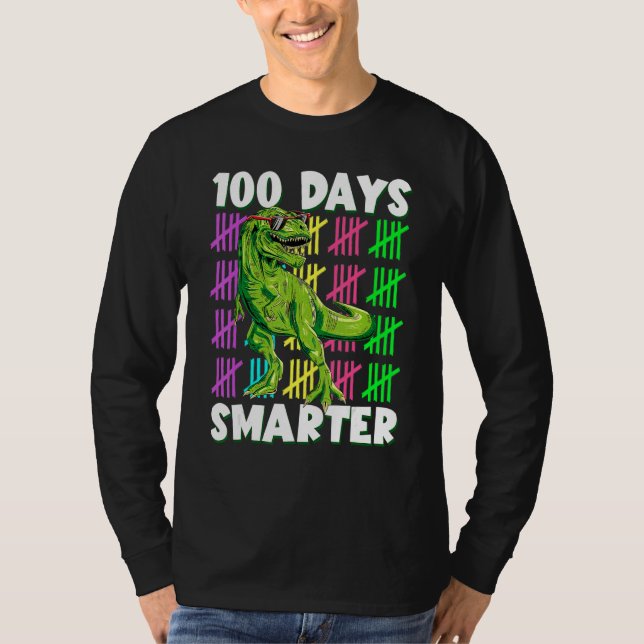 100 Days Smarter Dino Dinosaur rex 100 Days of Sch T Shirt (Framsida)