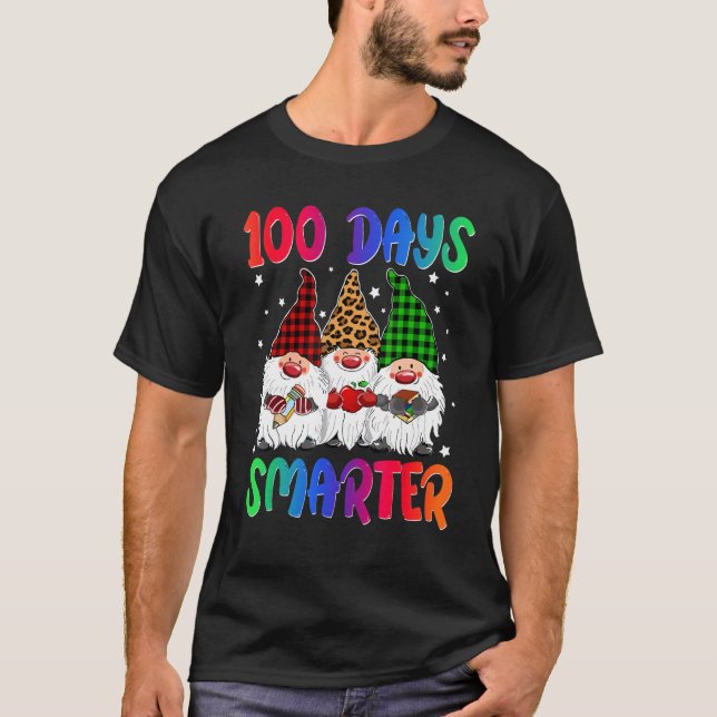 100 Days Smarter Gnome Teacher Kids 100th Day Of S T Shirt (Framsida)