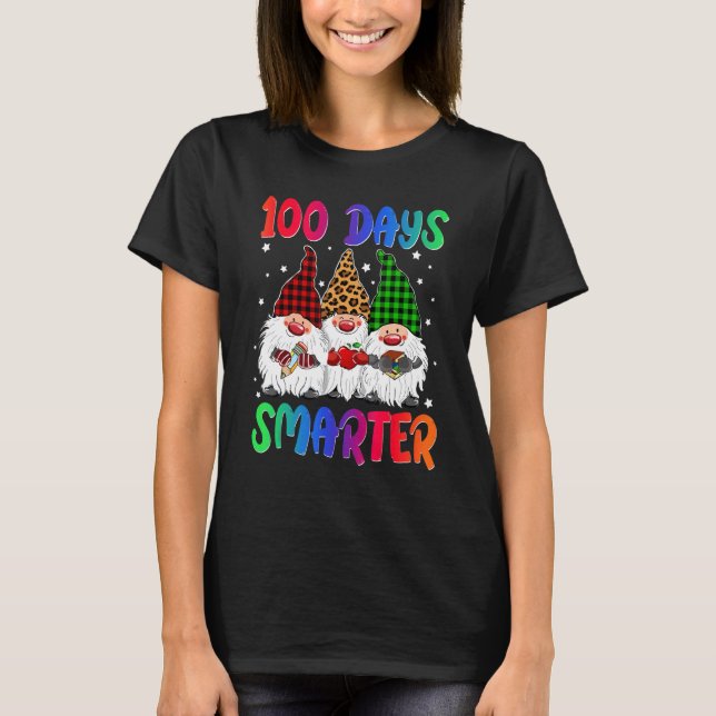 100 Days Smarter Gnome Teacher Kids 100th Day Of S T Shirt (Framsida)
