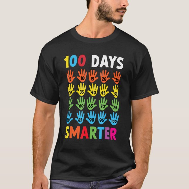 100 Days Smarter Hands Happy 100 Days Of School Bo T Shirt (Framsida)
