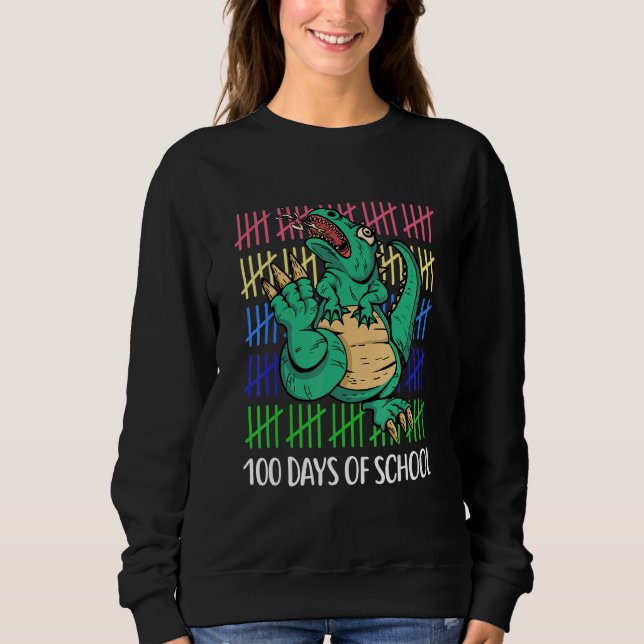 100 Days Smarter Happy 100th Day of School Dinosau T Shirt (Framsida)