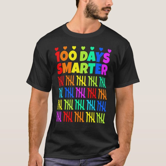 100 Days Smarter Happy 100th Day Of School Happy 1 T Shirt (Framsida)