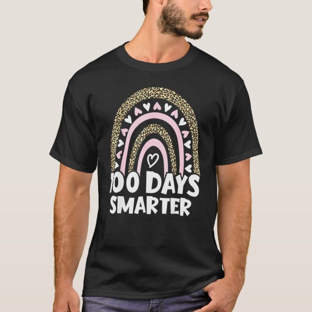 100 Days Smarter Happy 100th Day Of School Rainbow T Shirt (Framsida)