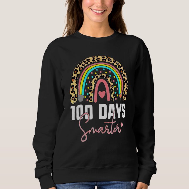 100 Days Smarter Happy 100th Day Of School Rainbow T Shirt (Framsida)