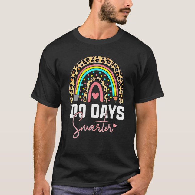 100 Days Smarter Happy 100th Day Of School Rainbow T Shirt (Framsida)