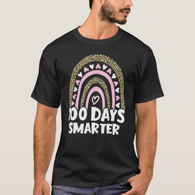 100 Days Smarter Happy 100th Day Of School Rainbow T Shirt (Framsida)