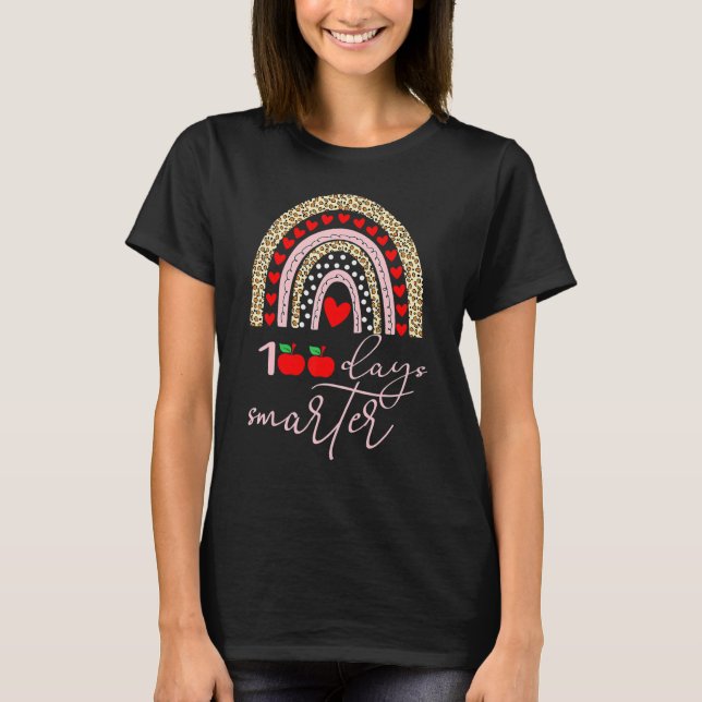 100 Days Smarter Happy 100th Day Of School Rainbow T Shirt (Framsida)