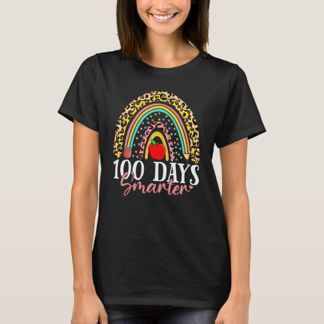 100 Days Smarter Happy 100th Day Of School Rainbow T Shirt (Framsida)