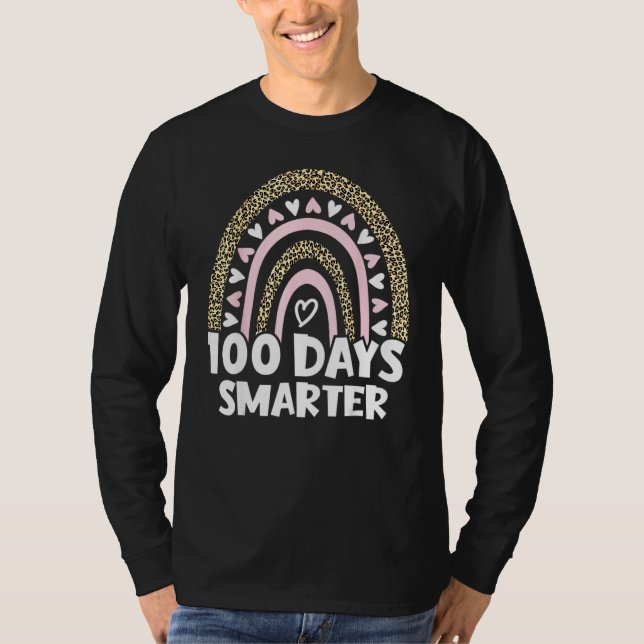 100 Days Smarter Happy 100th Day Of School Rainbow T Shirt (Framsida)