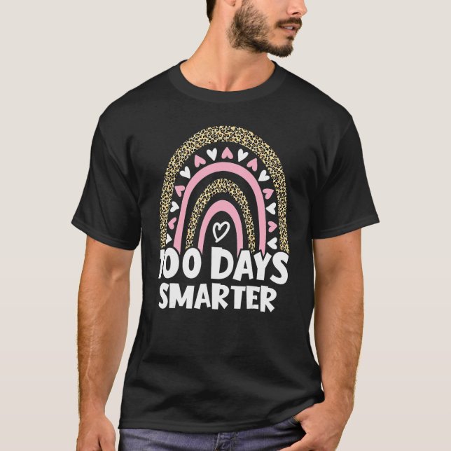 100 Days Smarter Happy 100th Day Of School Rainbow T Shirt (Framsida)