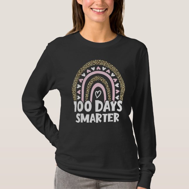 100 Days Smarter Happy 100th Day Of School Rainbow T Shirt (Framsida)