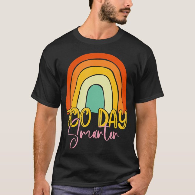 100 Days Smarter Happy 100th Day Of School Rainbow T Shirt (Framsida)