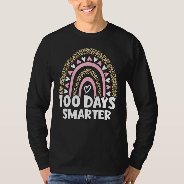 100 Days Smarter Happy 100th Day Of School Rainbow T Shirt (Framsida)
