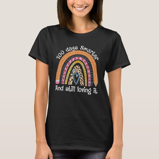 100 Days Smarter Happy 100th Day Of School Rainbow T Shirt (Framsida)