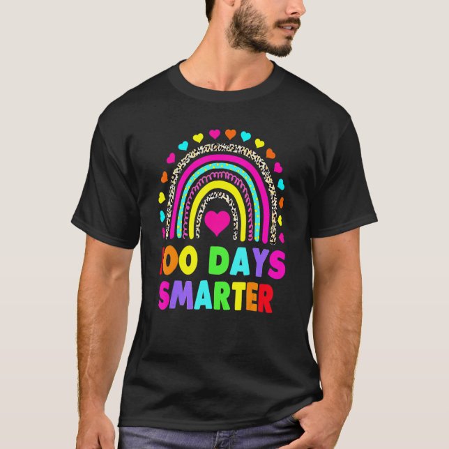 100 Days Smarter Happy 100th Day Of School Rainbow T Shirt (Framsida)