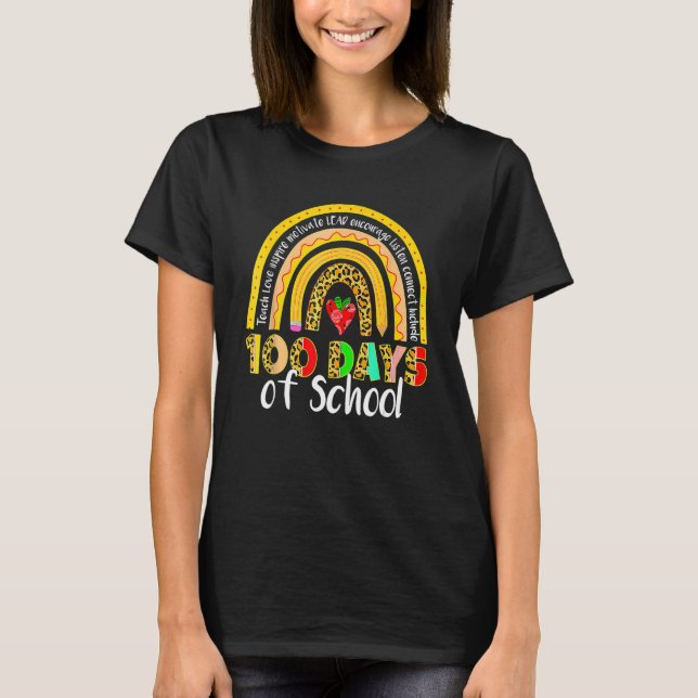 100 Days Smarter Happy 100th Day Of School Rainbow T Shirt (Framsida)