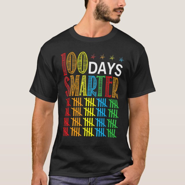 100 Days Smarter Happy 100th Day Of School Student T Shirt (Framsida)
