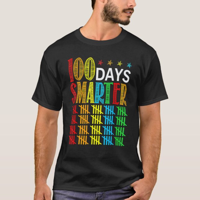 100 Days Smarter Happy 100th Day Of School Student T Shirt (Framsida)