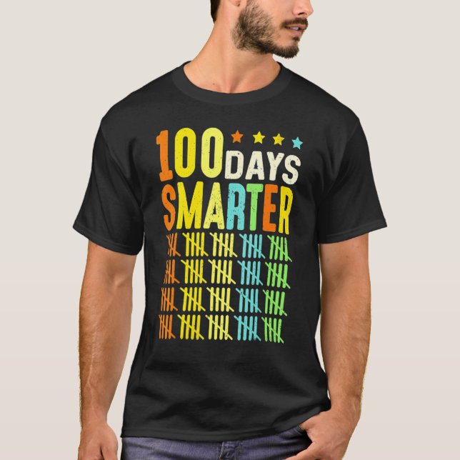 100 Days Smarter Happy 100th Day Of School Student T Shirt (Framsida)