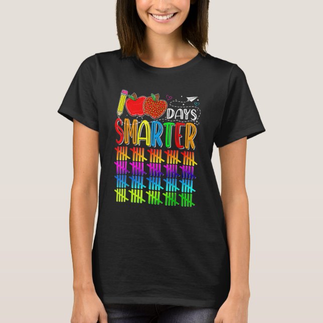 100 Days Smarter Happy 100th Day Of School Student T Shirt (Framsida)