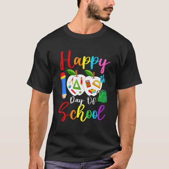 100 Days Smarter Happy 100th Day Of School Student T Shirt (Framsida)