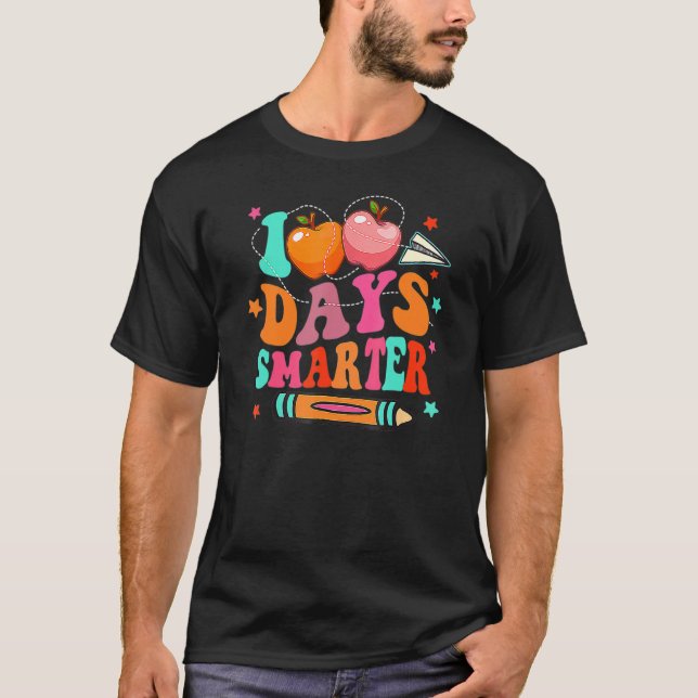 100 Days Smarter Happy 100th Day Of School Teacher T Shirt (Framsida)