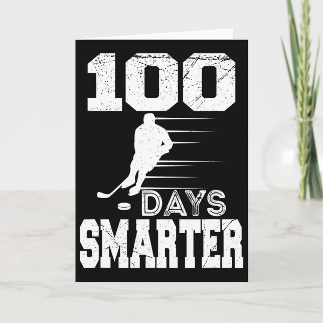 100 Days Smarter Hockey Sports 100th Day Of School Kort (Framsida)