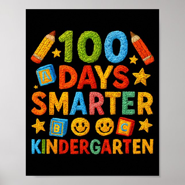 100 Days Smarter Kindergarten Milestone School Ach Poster (Framsidan)