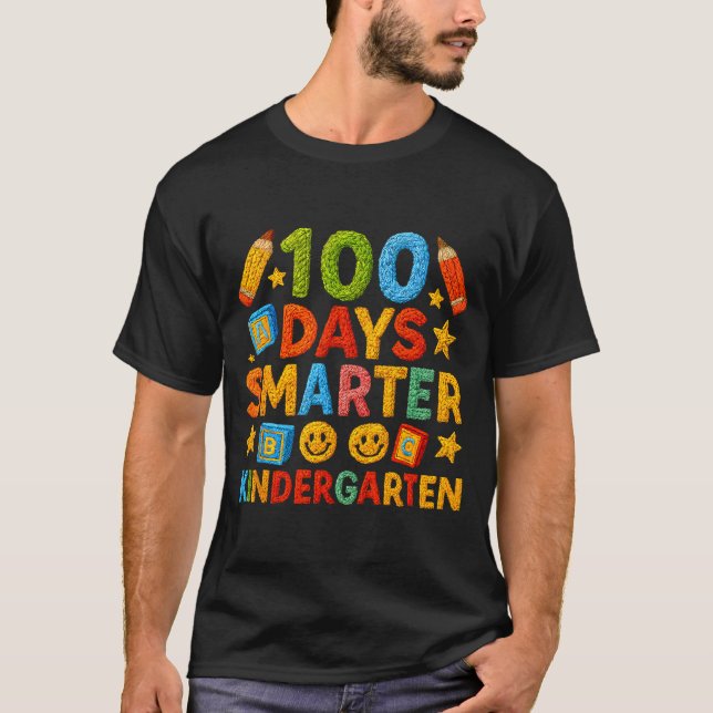 100 Days Smarter Kindergarten Milestone School Ach T Shirt (Framsida)
