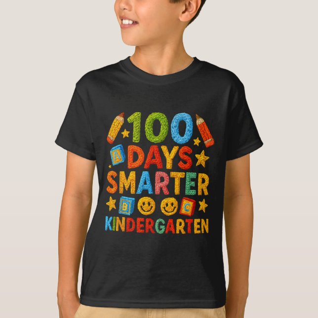 100 Days Smarter Kindergarten Milestone School Ach T Shirt (Framsida)
