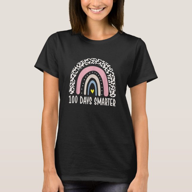 100 Days Smarter Leopard Rainbow Happy 100th Day O T Shirt (Framsida)