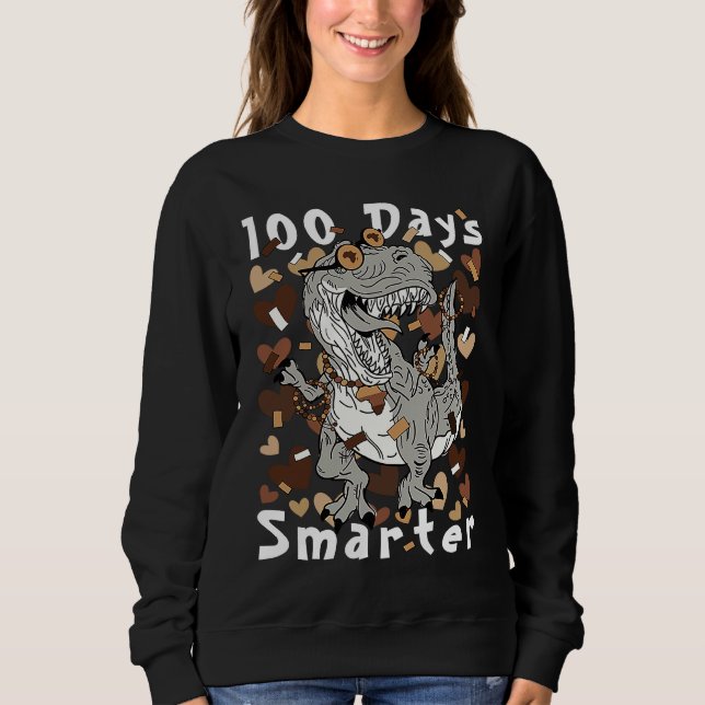 100 Days Smarter Melanin Dinosaur School Black Mel T Shirt (Framsida)