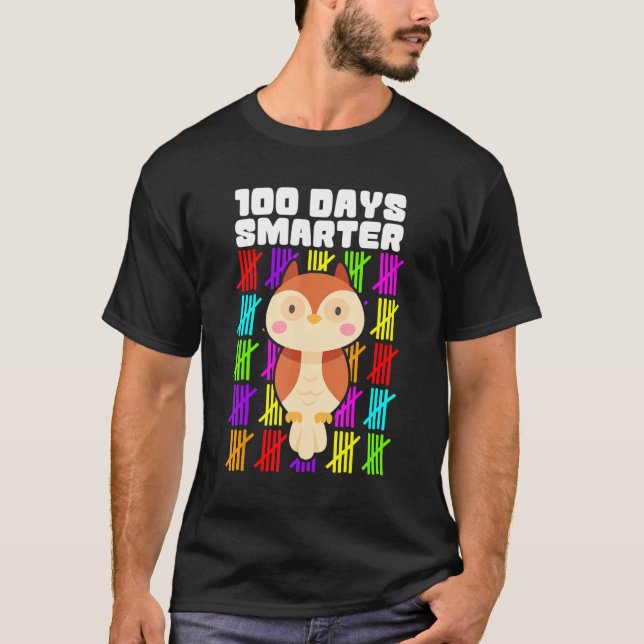 100 Days Smarter Owl Shirts, Boys Girls 100th Day  T Shirt (Framsida)