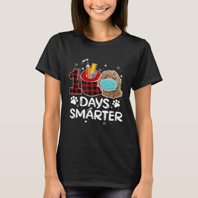 100 Days Smarter Poodle Masked Happy 100 Days Of S T Shirt (Framsida)